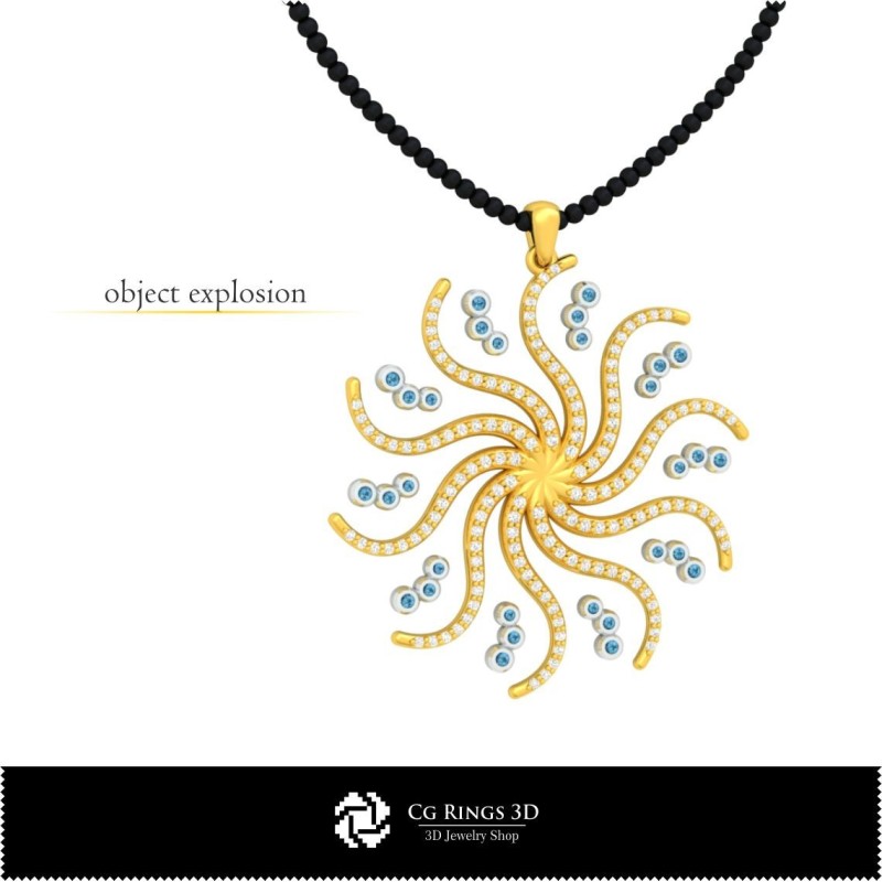 Schmuck-Anhänger 3D-CAD, Schmuck 3D-CAD, Anhänger 3D-CAD, 3D-Diamantanhänger, 3D-Blütenanhänger
