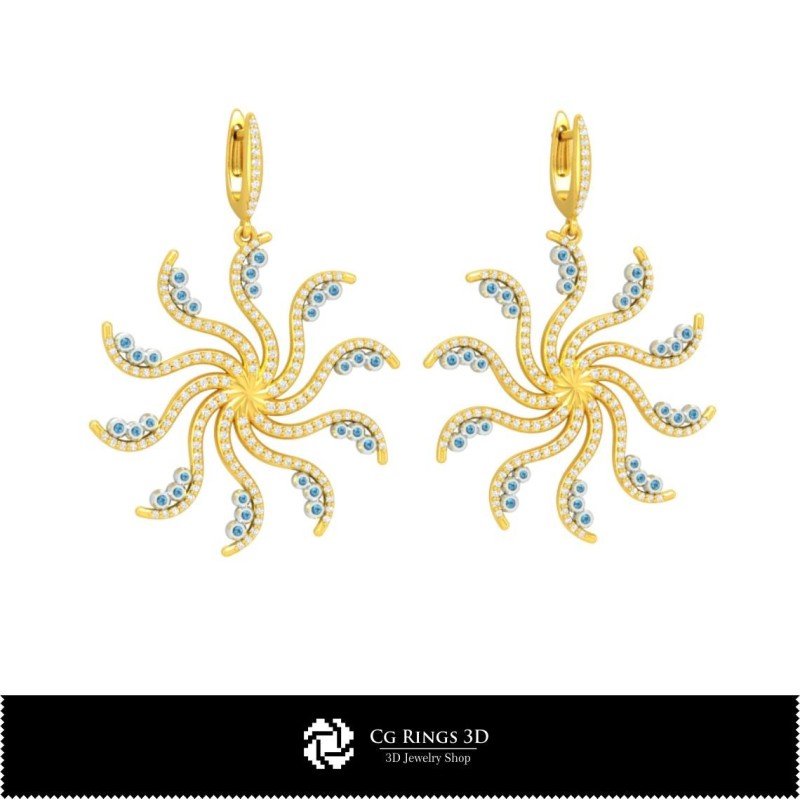 3D-CAD-Ohrringe Zuhause, Schmuck 3D-CAD, Ohrringe 3D-CAD, 3D-Diamantohrringe, 3D-Perlenohrringe