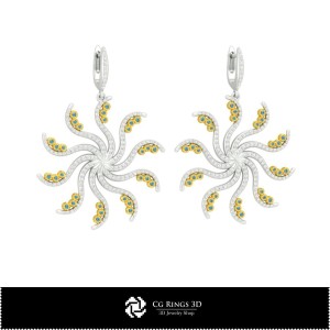 Pendientes CAD 3D para el hogar, Joyería CAD 3D, Pendientes CAD 3D, Pendientes de diamantes 3D, Pendientes de perlas 3D 2