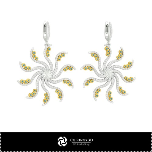 Orecchini CAD 3D Casa, Gioielli CAD 3D, Orecchini CAD 3D, Orecchini con Diamanti 3D, Orecchini con Perle 3D