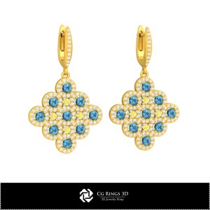 Boucles d'oreilles CAO 3D, Bijoux CAO 3D, Boucles d'oreilles CAO 3D, Boucles d'oreilles diamant 3D
