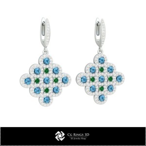 Cercei CAD 3D pentru casă, Bijuterii CAD 3D, Cercei CAD 3D, Cercei cu diamante 3D 2