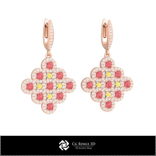 Orecchini CAD 3D per Casa, Gioielli CAD 3D, Orecchini CAD 3D, Orecchini con Diamanti 3D