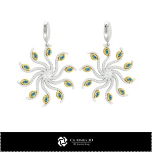 Boucles d'oreilles CAO 3D, CAO 3D pour bijoux, Boucles d'oreilles CAO 3D, Boucles d'oreilles diamant 3D 2