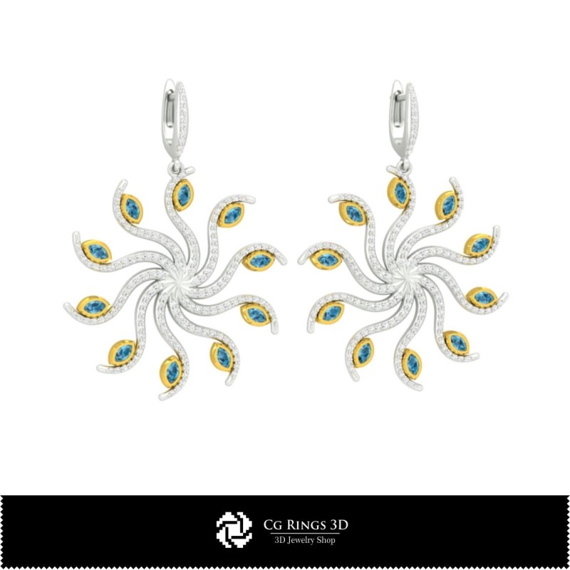 3D-CAD-Ohrringe Zuhause, Schmuck 3D-CAD, Ohrringe 3D-CAD, 3D-Diamantohrringe