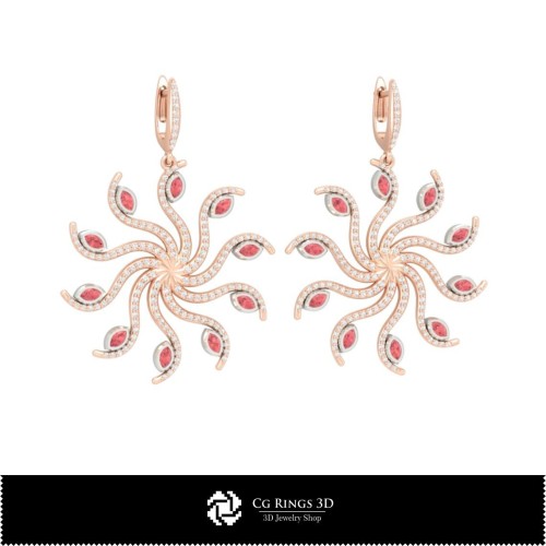 3D-CAD-Ohrringe Zuhause, Schmuck 3D-CAD, Ohrringe 3D-CAD, 3D-Diamantohrringe