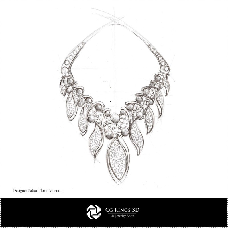 Schizzo di collana - Concetto di design di gioielli Schizzi di gioielli
