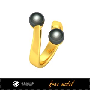 Anello in CAD 3D con Perle - Modello 3D Gratuito Casa, Gioielleria CAD 3D, Gioielli 3D Gratuiti, Anelli CAD 3D, Anelli con