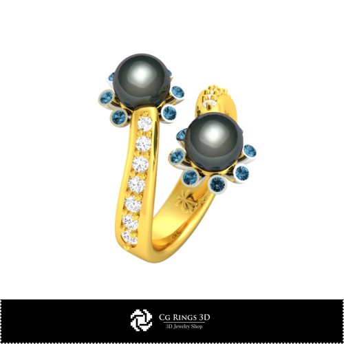 Anello 3D CAD con Perle Home, Gioielleria 3D CAD, Anelli 3D CAD, Anelli con Perla 3D
