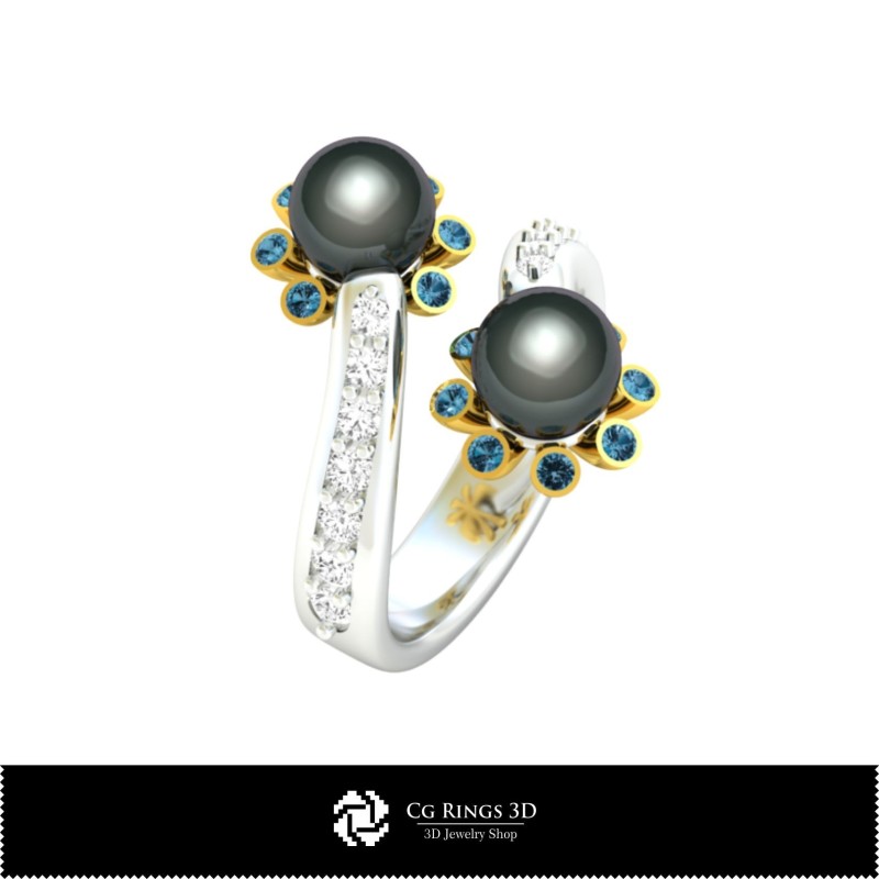 3D-CAD-Ring mit Perlen Zuhause, Schmuck 3D-CAD, Ringe 3D-CAD, Perlenringe 3D