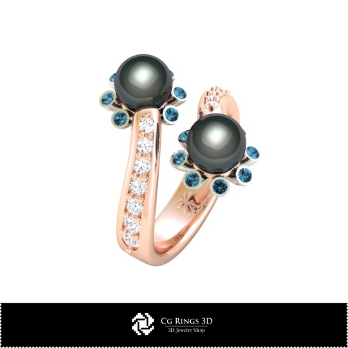 3D-CAD-Ring mit Perlen Zuhause, Schmuck 3D-CAD, Ringe 3D-CAD, Perlenringe 3D