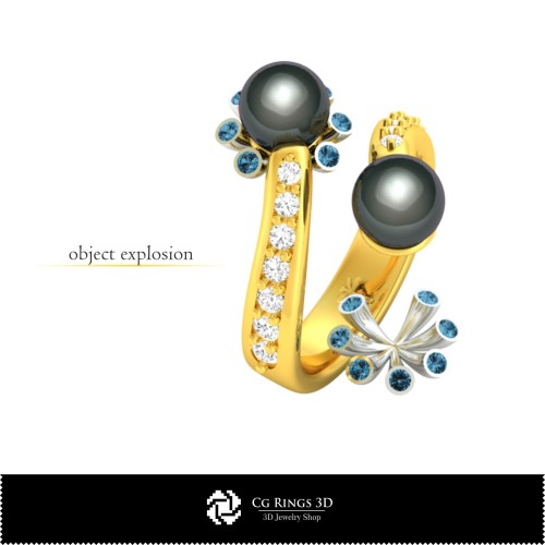 Anello 3D CAD con Perle Home, Gioielleria 3D CAD, Anelli 3D CAD, Anelli con Perla 3D