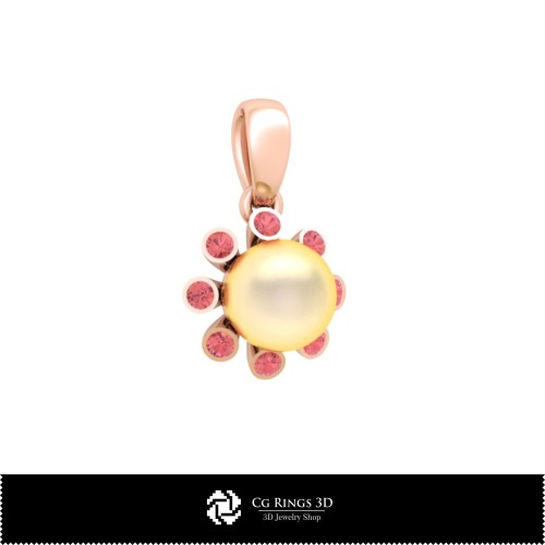 3D-CAD-Anhänger mit Perle, Schmuck-3D-CAD, Anhänger-3D-CAD, 3D-Perlenanhänger