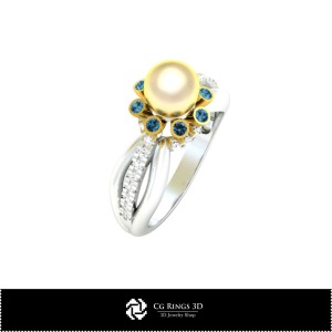 3D-CAD-Perlenring Zuhause, Schmuck 3D-CAD, Ringe 3D-CAD, Perlenringe 3D 2