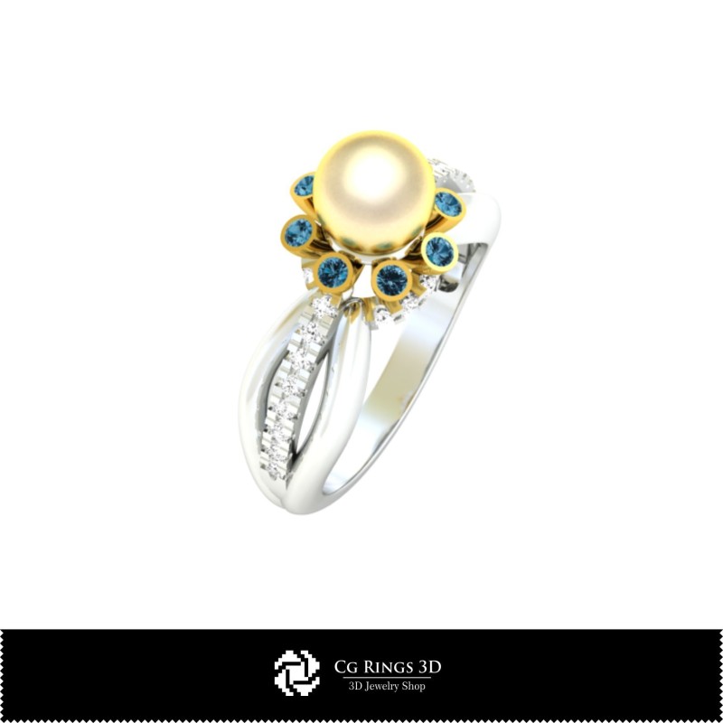 3D-CAD-Perlenring Zuhause, Schmuck 3D-CAD, Ringe 3D-CAD, Perlenringe 3D
