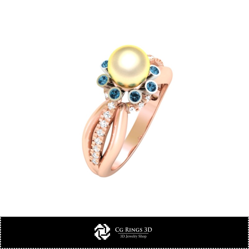 3D CAD Pearl Ring Home, Jewelry 3D CAD, Rings 3D CAD , Pearl Rings 3D