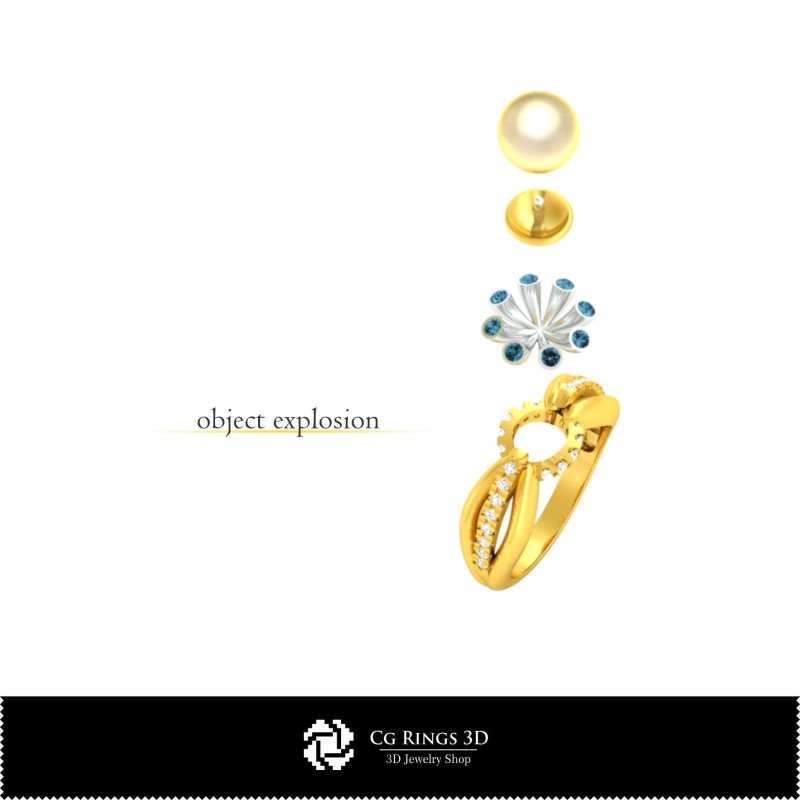 Anello con Perla in CAD 3D, Gioielli CAD 3D, Anelli CAD 3D, Anelli con Perla CAD 3D