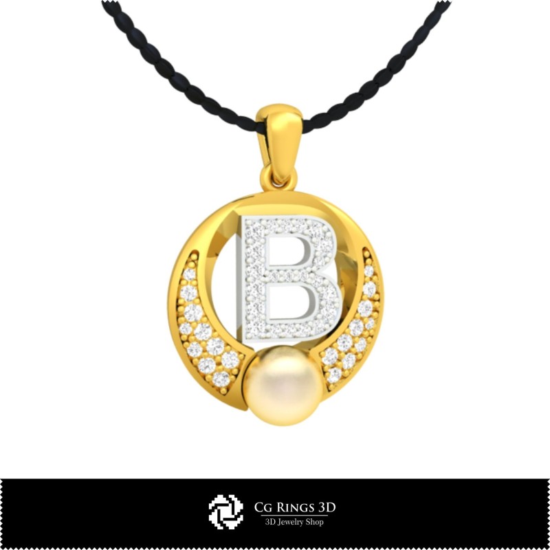Pendentif perle 3D CAO avec lettre B Maison, Bijoux 3D CAO, Pendentifs 3D CAO, Pendentifs lettre 3D, Pendentifs perle 3D