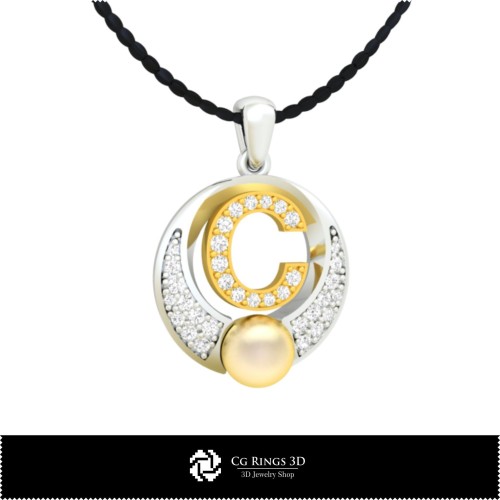 Pendentif perle en 3D CAO avec lettre C Home, Bijoux 3D CAO, Pendentifs 3D CAO, Pendentifs lettre 3D, Pendentifs perle 3D