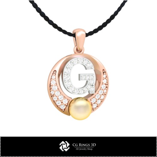 Pendentif perle 3D CAO avec lettre G Maison, Bijoux 3D CAO, Pendentifs 3D CAO, Pendentifs lettre 3D, Pendentifs perle 3D