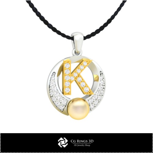 Pendentif perle 3D CAO avec lettre K Maison, Bijoux 3D CAO, Pendentifs 3D CAO, Pendentifs lettre 3D, Pendentifs perle 3D