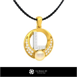 Pendentif perle 3D CAO avec lettre L Maison, Bijoux 3D CAO, Pendentifs 3D CAO, Pendentifs lettre 3D, Pendentifs perle 3D