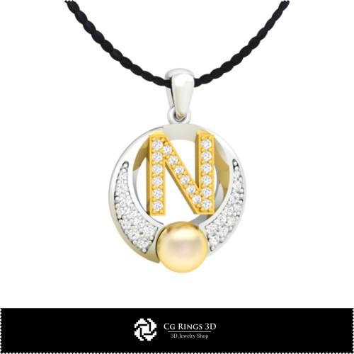 Pendentif perle en CAO 3D avec lettre N Maison, Bijoux CAO 3D, Pendentifs CAO 3D, Pendentifs lettre 3D, Pendentifs perle 3D