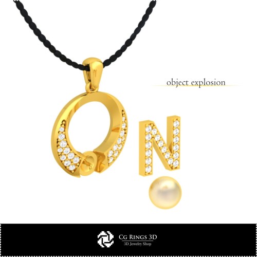 Pendentif perle en CAO 3D avec lettre N Maison, Bijoux CAO 3D, Pendentifs CAO 3D, Pendentifs lettre 3D, Pendentifs perle 3D