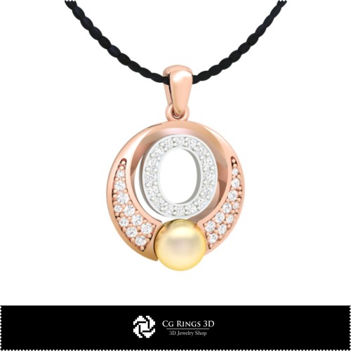 Pendentif perle 3D CAO avec lettre O Maison, Bijoux CAO 3D, Pendentifs CAO 3D, Pendentifs lettre 3D, Pendentifs perle 3D