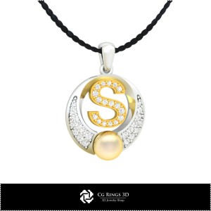 3D-CAD-Perlenanhänger mit Buchstabe S Home, Schmuck 3D-CAD, Anhänger 3D-CAD, 3D-Buchstabenanhänger, 3D-Perlenanhänger