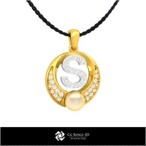 3D-CAD-Perlenanhänger mit Buchstabe S Home, Schmuck 3D-CAD, Anhänger 3D-CAD, 3D-Buchstabenanhänger, 3D-Perlenanhänger 2