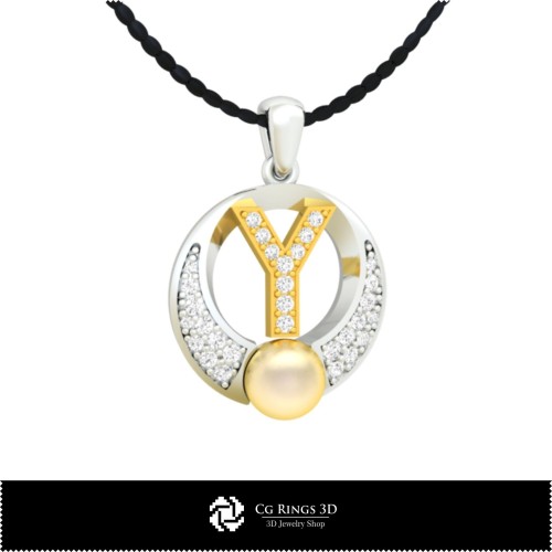 Pendentif perle 3D CAO avec lettre Y Maison, Bijoux 3D CAO, Pendentifs 3D CAO, Pendentifs lettre 3D, Pendentifs perle 3D
