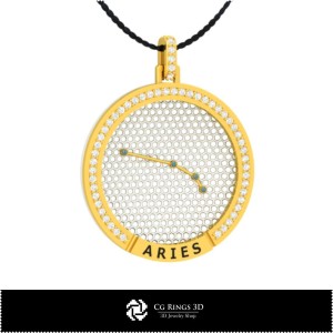 Colgante constelación Aries en CAD 3D para el hogar, Joyería CAD 3D, Colgantes CAD 3D, Colgantes zodiacales 3D