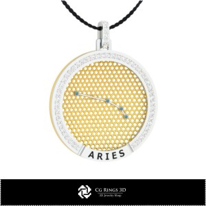 3D-CAD Widder Sternbild Anhänger Zuhause, Schmuck 3D-CAD, Anhänger 3D-CAD, 3D-Zodiac-Anhänger 2