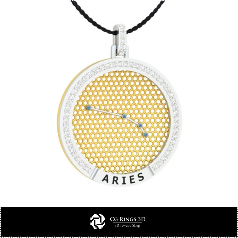 3D-CAD Widder Sternbild Anhänger Zuhause, Schmuck 3D-CAD, Anhänger 3D-CAD, 3D-Zodiac-Anhänger