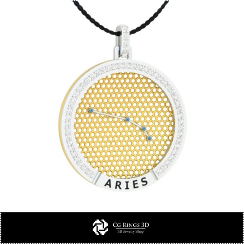 3D-CAD Widder Sternbild Anhänger Zuhause, Schmuck 3D-CAD, Anhänger 3D-CAD, 3D-Zodiac-Anhänger