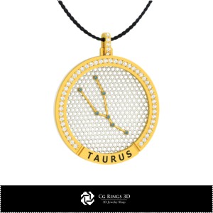 3D-CAD Stier Sternzeichen Anhänger Zuhause, Schmuck 3D-CAD, Anhänger 3D-CAD, 3D Sternzeichen Anhänger