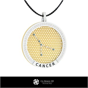 Ciondolo Costellazione Zodiacale Cancro in CAD 3D Casa, Gioielleria CAD 3D, Ciondoli CAD 3D, Ciondoli Zodiacali 3D