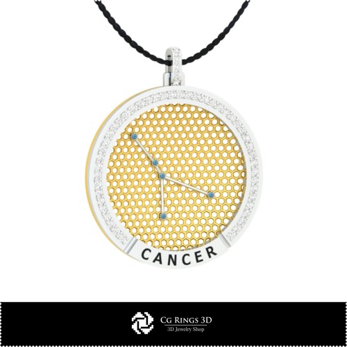 3D CAD Cancer Zodiac Constellation Pendant Home, Jewelry 3D CAD, Pendants 3D CAD , 3D Zodiac Pendants