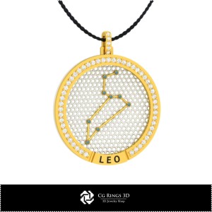 Pandantiv Constellation Leu 3D CAD pentru uz casnic, Bijuterii 3D CAD, Pandantive 3D CAD, Pandantive Zodiacale 3D 2