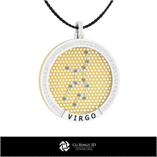3D-CAD Anhänger Jungfrau Sternbild, Schmuck 3D-CAD, Anhänger 3D-CAD, 3D Sternzeichen-Anhänger