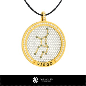 3D-CAD Anhänger Jungfrau Sternbild, Schmuck 3D-CAD, Anhänger 3D-CAD, 3D Sternzeichen-Anhänger 2