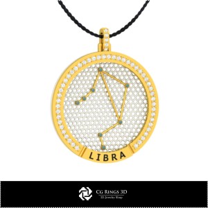 3D-CAD-Libra-Sternbild-Anhänger Home, Schmuck 3D-CAD, Anhänger 3D-CAD, 3D-Waage-Anhänger