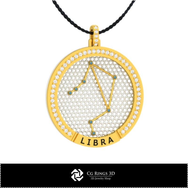 3D-CAD-Libra-Sternbild-Anhänger Home, Schmuck 3D-CAD, Anhänger 3D-CAD, 3D-Waage-Anhänger