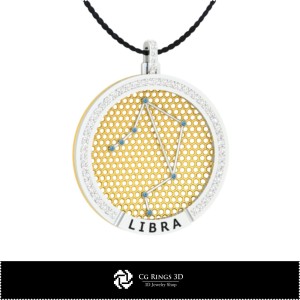 Pandantiv Constellation Zodii 3D CAD Libra pentru casă, Bijuterii 3D CAD, Pandantive 3D CAD, Pandantive zodii 3D 2