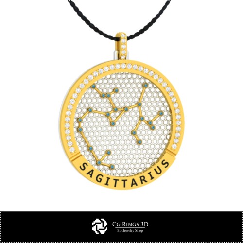 Pendentif Constellation Sagittaire 3D CAO Maison, Bijoux 3D CAO, Pendentifs 3D CAO, Pendentifs du Zodiaque 3D