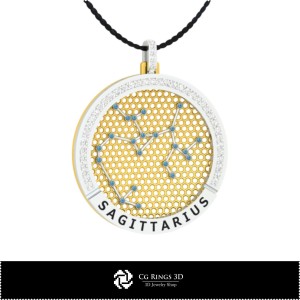3D-CAD Sternbild Schütze Anhänger Zuhause, Schmuck 3D-CAD, Anhänger 3D-CAD, 3D-Zodiac-Anhänger 2