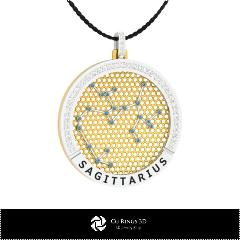 Pendentif Constellation Sagittaire 3D CAO Maison, Bijoux 3D CAO, Pendentifs 3D CAO, Pendentifs du Zodiaque 3D