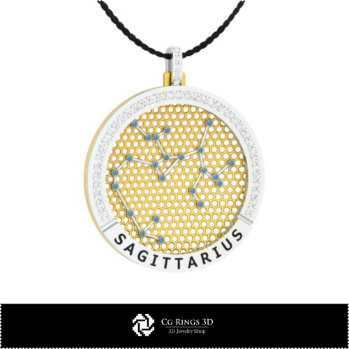 Pendentif Constellation Sagittaire 3D CAO Maison, Bijoux 3D CAO, Pendentifs 3D CAO, Pendentifs du Zodiaque 3D