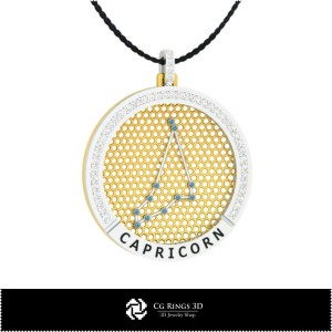 Ciondolo Costellazione Capricorno 3D CAD Casa, Gioielleria 3D CAD, Ciondoli 3D CAD, Ciondoli Zodiacali 3D